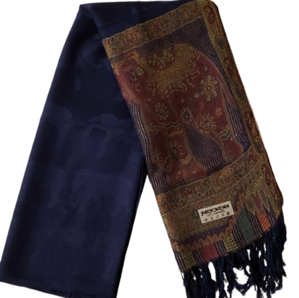 ❌CLOSEOUT❌ Navy Blue Elephant Handmade Pashmina